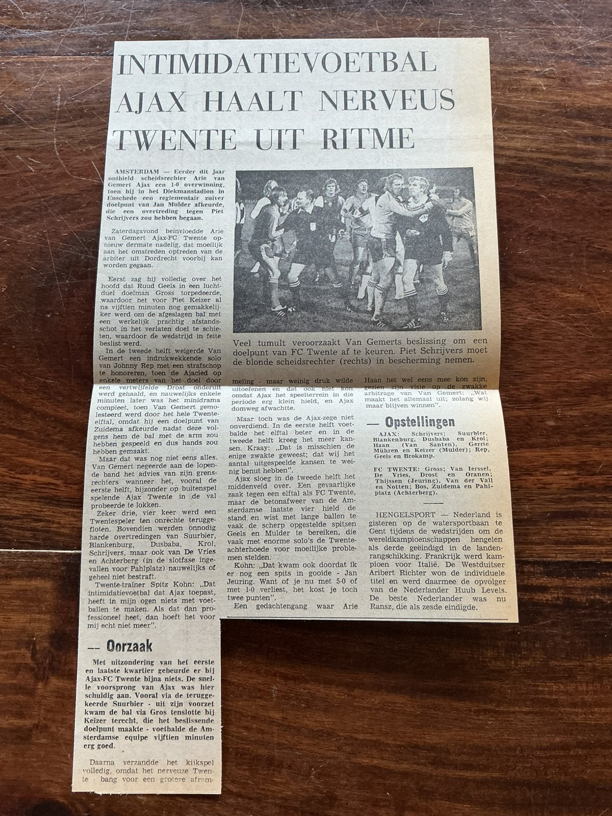 Voetbal krantenartikel Ajax FC Twente september 1974, Ophalen of Verzenden, Knipsel(s)