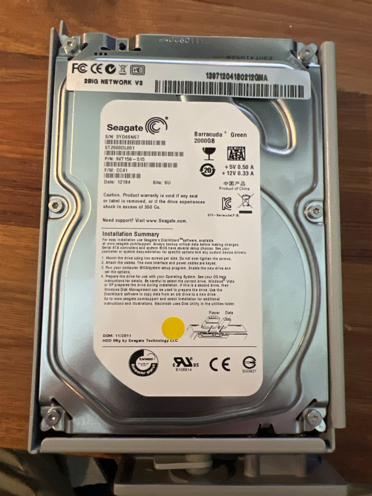 Seagate Barracuda Green 2TB HDD - SATA Harde Schijf, Intern, Gebruikt, Ophalen of Verzenden, Desktop