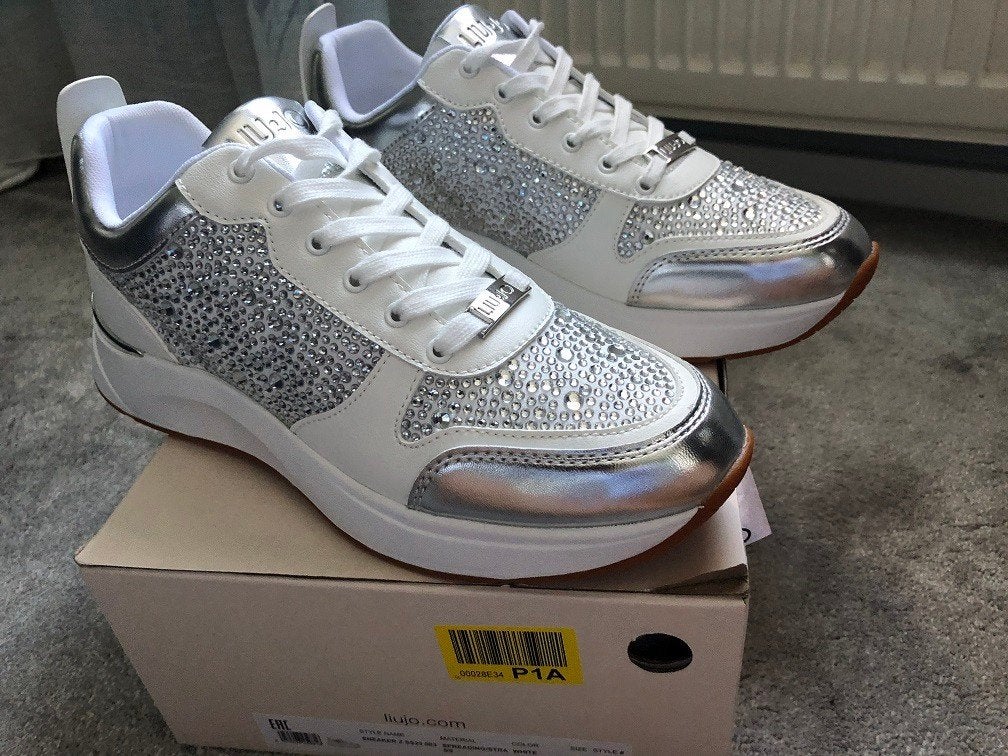 Prachtige Nieuwe wit/strasszilver sneakers Liu Jo mt 39, Liu Jo, Wit, Nieuw, Ophalen of Verzenden