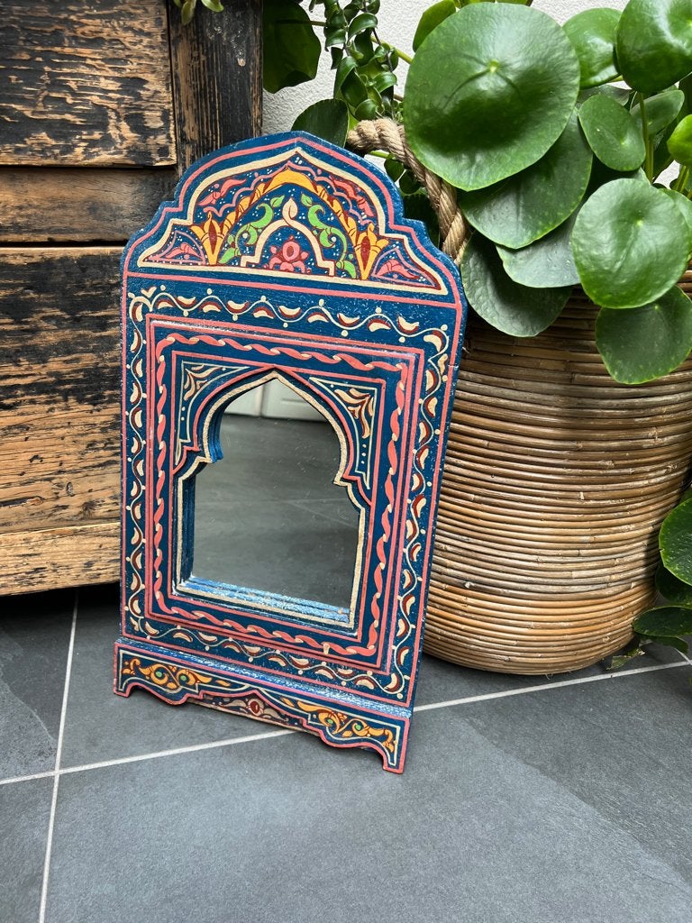 Marokkaanse handbeschilderde spiegel oosters arabisch, Gebruikt, Ophalen of Verzenden, https://verburgtvintage.nl/#contact, Schipluidenlaan 20 5035KJ Tilburg