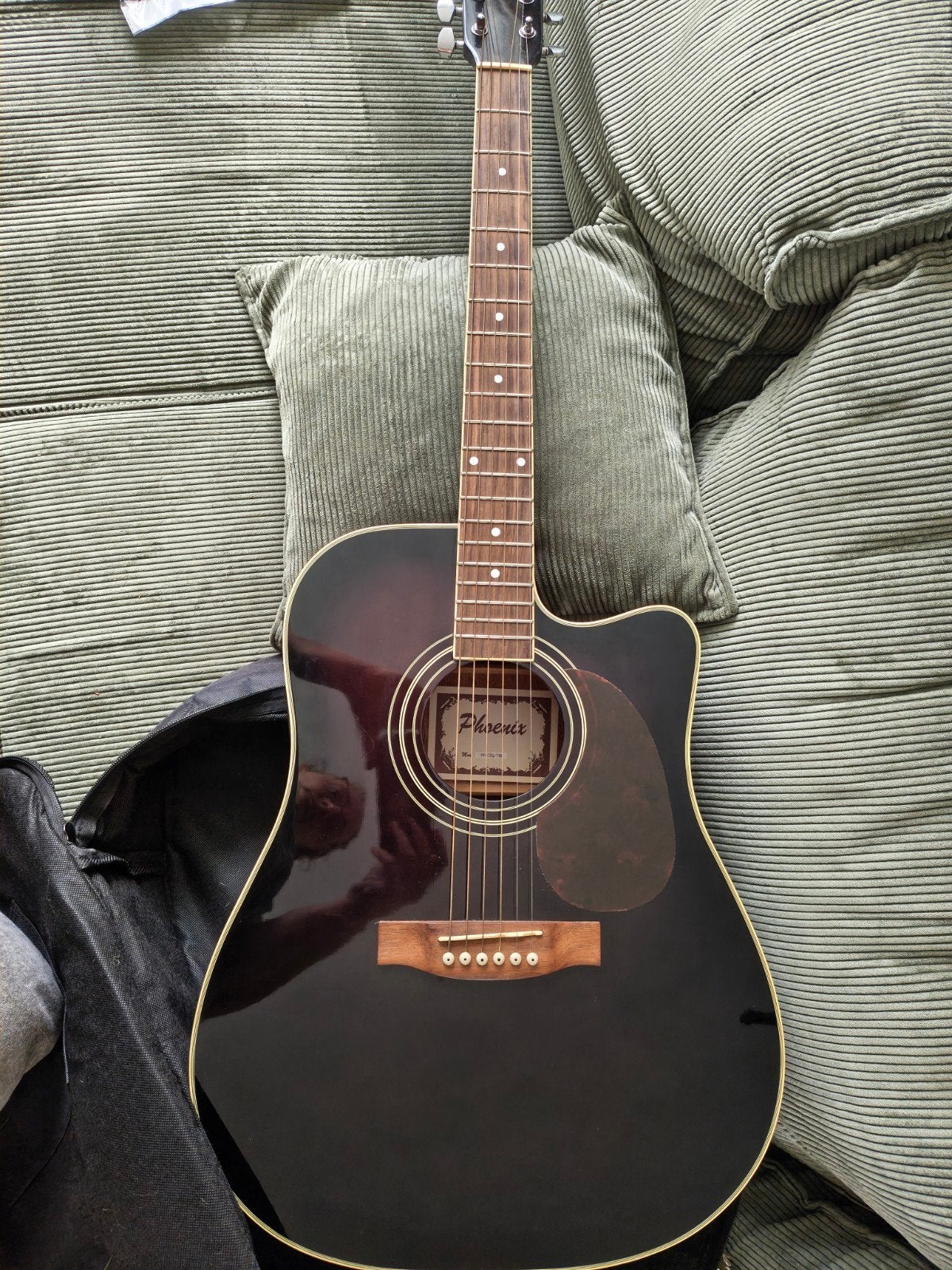 Phoenix Semi-Akoestische Westerngitaar (002CEQ/TBK) + Tas, Ophalen, Zo goed als nieuw, Western- of Steelstringgitaar