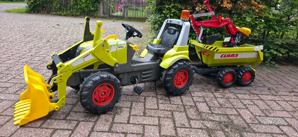 Grote Claas arion traptrekker, voorlader en kar, Kinderen en Baby's, Speelgoed | Buiten | Voertuigen en Loopfietsen, Ophalen, Gebruikt