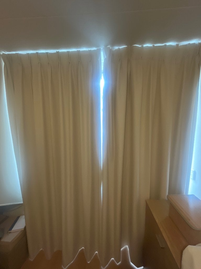 Gordijnen, Huis en Inrichting, Ophalen, Kwantum, Beige, Zo goed als nieuw