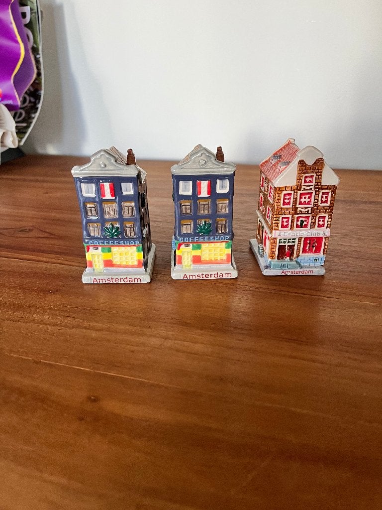 Holland Delft Blauw huisjes 3x, Ophalen of Verzenden, Zo goed als nieuw, Overige typen