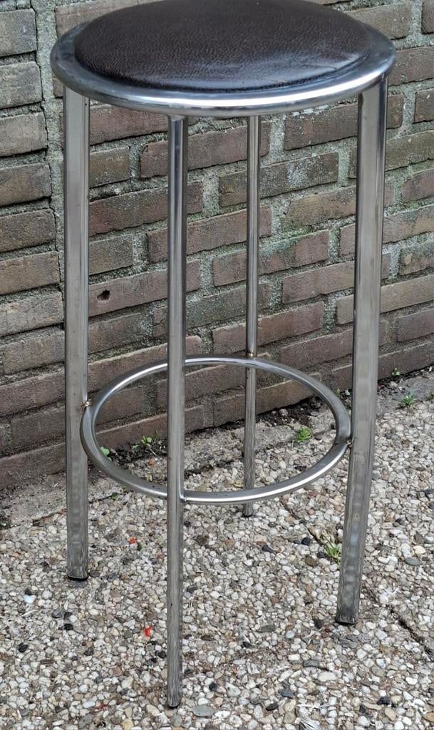 Kruk/werkkruk/atelier kruk. Verchroomd/leer. 76 cm, Huis en Inrichting, Krukjes, Ophalen, Zo goed als nieuw, IJzer