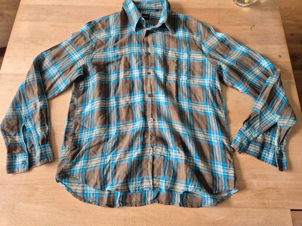 Prachtige linnen blouse Hugo Boss.Maat XL., Zo goed als nieuw, Hugo Boss, Halswijdte 43/44 (XL), Verzenden