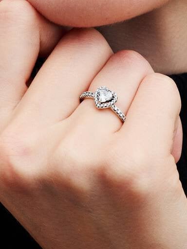 Pandora Verhoogd Hart Ring zilver - maat 50, 20 of groter, IJzer of Staal, Customerservice.nl@pandora.net, Nieuw