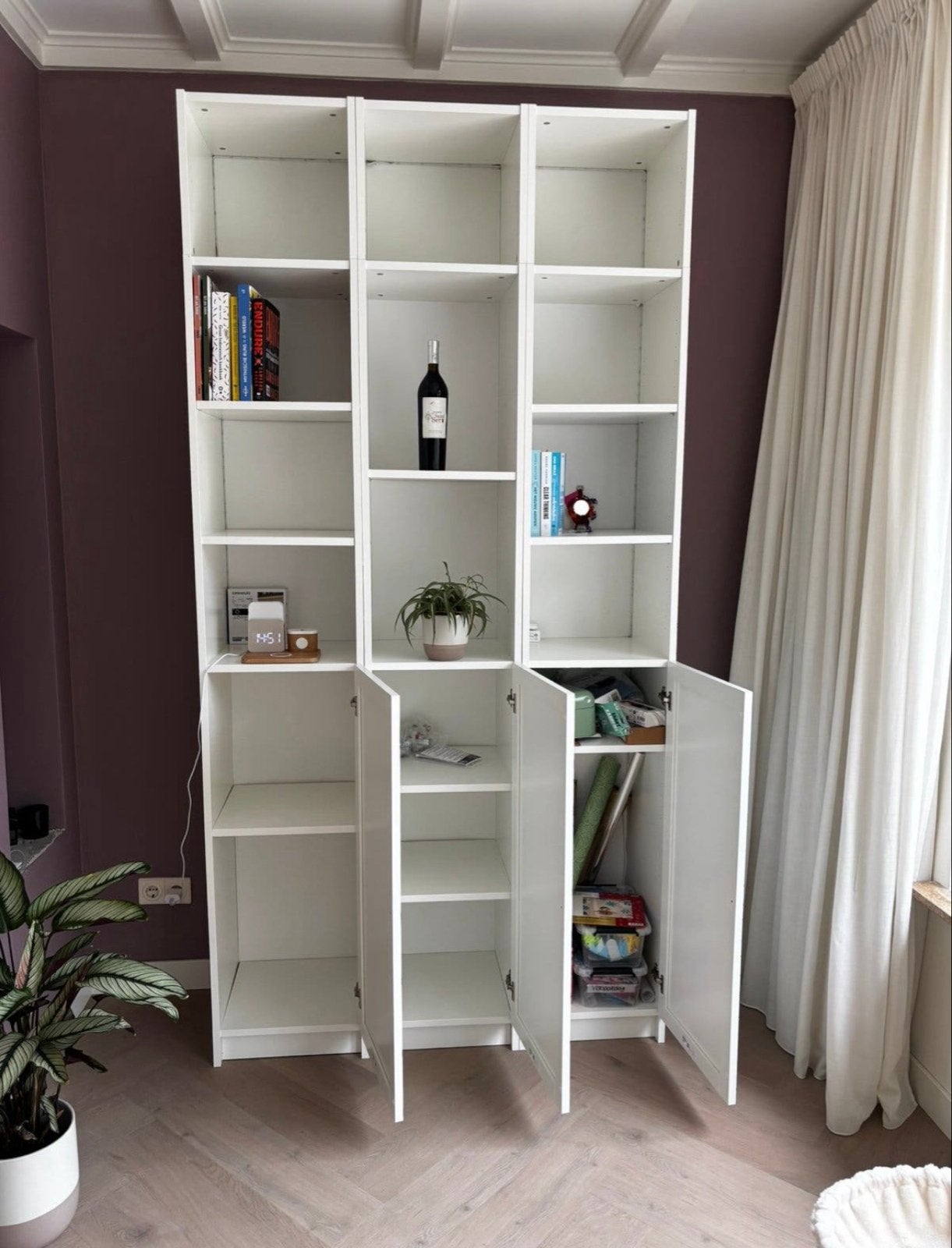 Witte Boekenkast met Deuren - IKEA BILLY (3x), Ophalen, 100 tot 150 cm, 200 cm of meer, Zo goed als nieuw