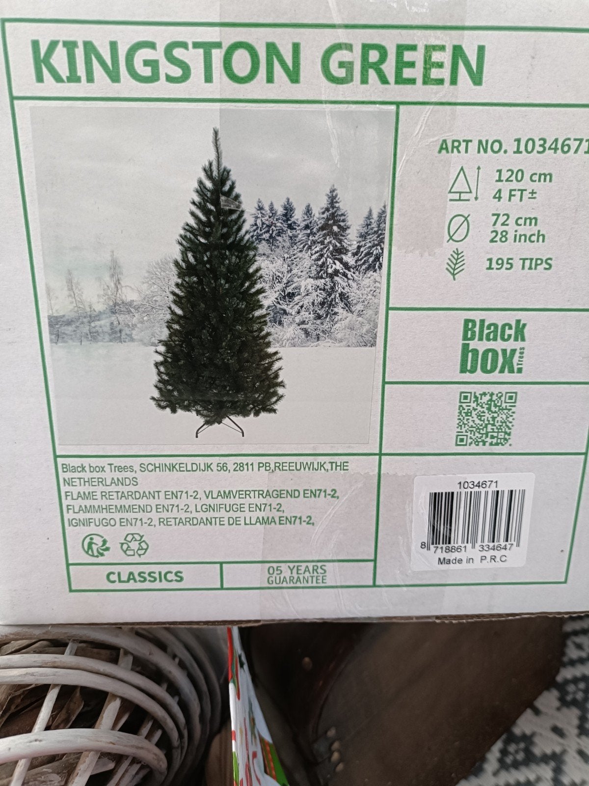 Kunstkerstboom Kingston Green 120 cm – Black Box Trees, Ophalen, Zo goed als nieuw