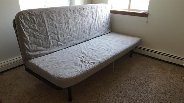 Ikea Nyhamn slaapbank incl matras en hoes, Gebruikt, Tweepersoons, 200 cm, Grijs