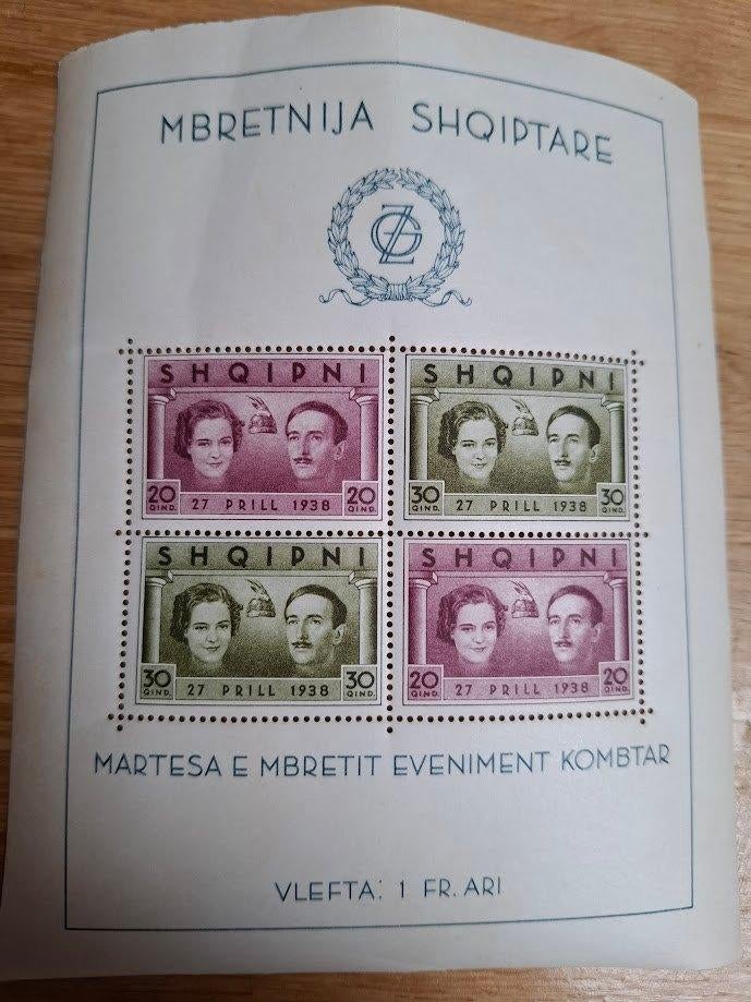 Albanie minisheet 1938, Ophalen of Verzenden, Overige landen