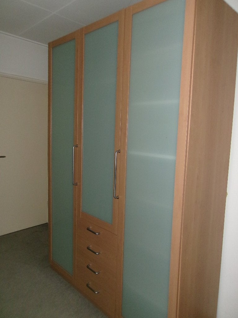 Grote kledingkast met verlichting, Ophalen, Gebruikt, 150 tot 200 cm, Glas