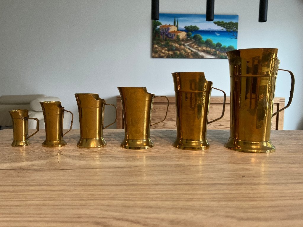 Set van 6 Antieke Koperen Maatbekers, Ophalen of Verzenden, Koper