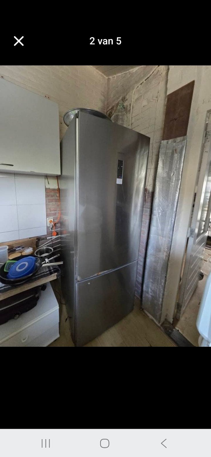 Siemens Koelkast met Vriezer - RVS Look, Witgoed en Apparatuur, Koelkasten en IJskasten, Gebruikt, 200 liter of meer, 60 cm of meer