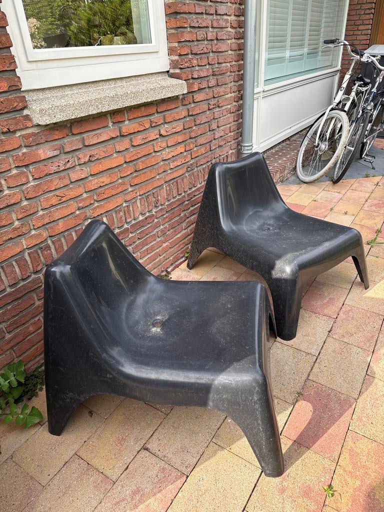Twee IKEA Vago stoelen - Gebruikt, Tuin en Terras, Tuinstoelen, Ophalen, Gebruikt, Kunststof, Stapelbaar