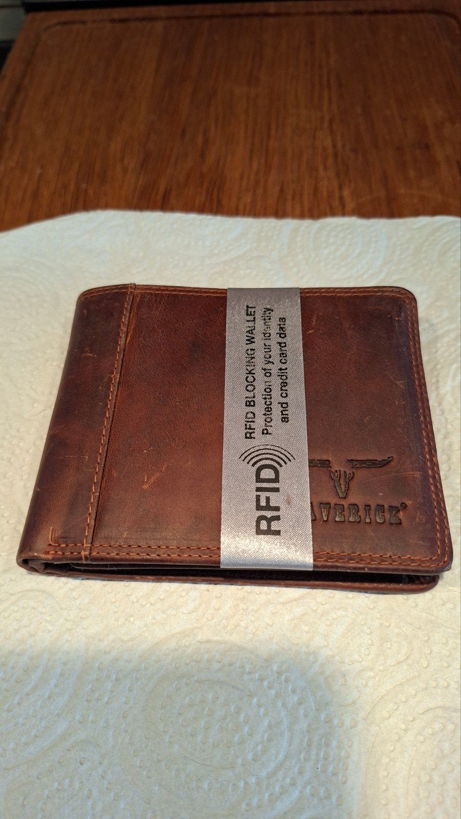 Maverick RFID Blocking Leren Portemonnee, Overige merken, Gebruikt, Bruin, Ophalen of Verzenden