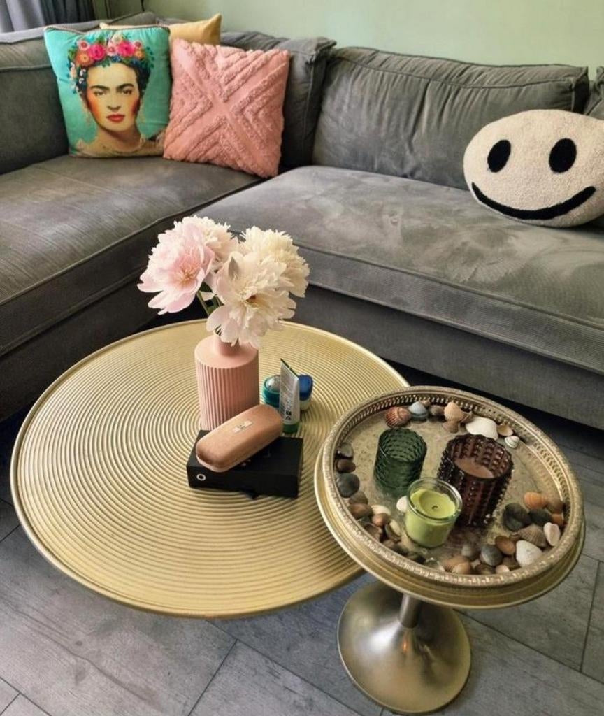 Gouden salontafel met bijzettafel merk Rivièa Maison!, Ophalen