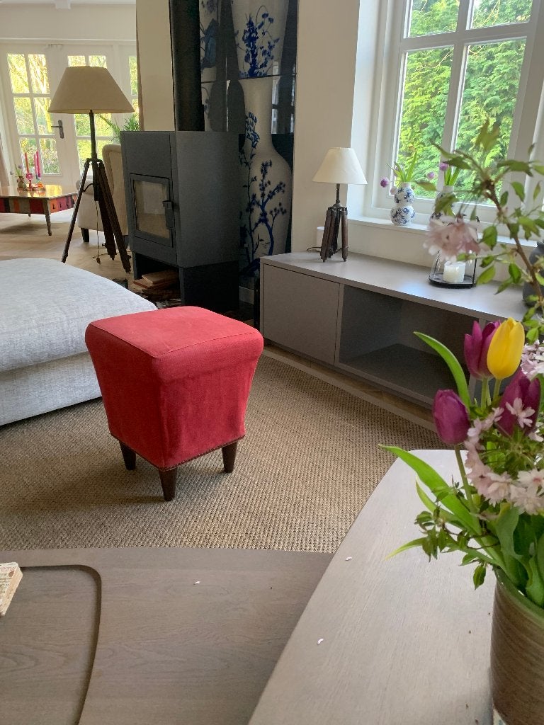 Hocker zitkrukje poef voetenbankje vintage retro, Minder dan 50 cm, Gebruikt, Minder dan 50 cm, Ophalen of Verzenden