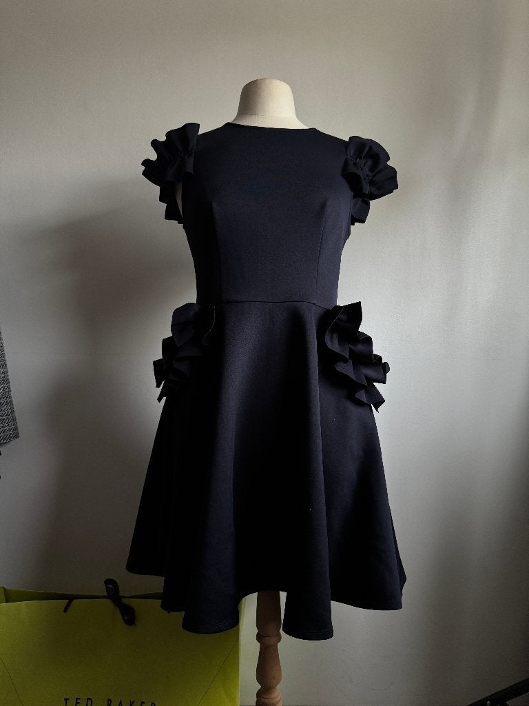 Ted Baker jurk met ruches, maat 38, Kleding | Dames, Maat 38/40 (M), Blauw, Ophalen of Verzenden, Zo goed als nieuw