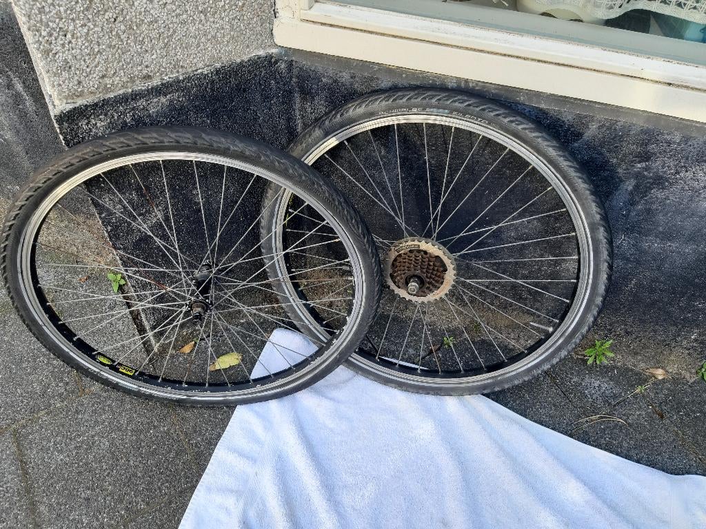 Sportvelgen, racefiets met 7 schijven compleet. 28 “ x 1.25;, Fietsen en Brommers, Fietsonderdelen, Gebruikt, Aluminium, Shimano