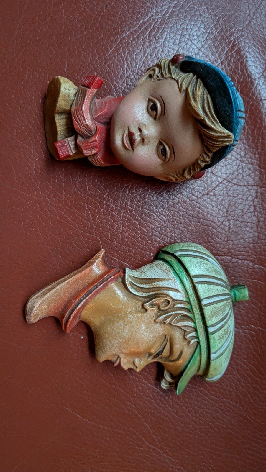 Vintage jongens hoofdjes voor aan de muur, kunststof, Ophalen of Verzenden