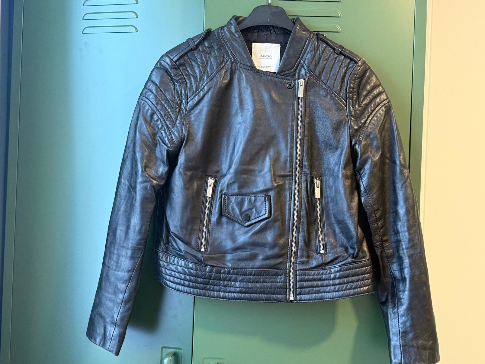 Mango leren jas, maat M, Ophalen of Verzenden, Gedragen, Maat 38/40 (M), Zwart