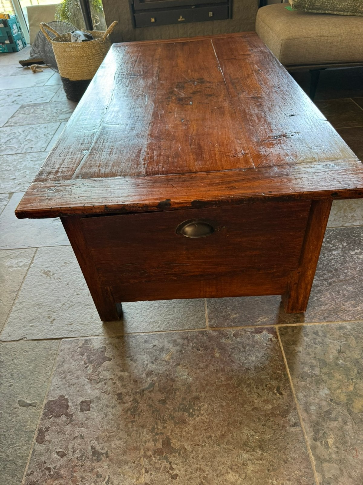 Antieke tafel kersenhout, Ophalen, 100 tot 150 cm, 50 tot 100 cm, Zo goed als nieuw