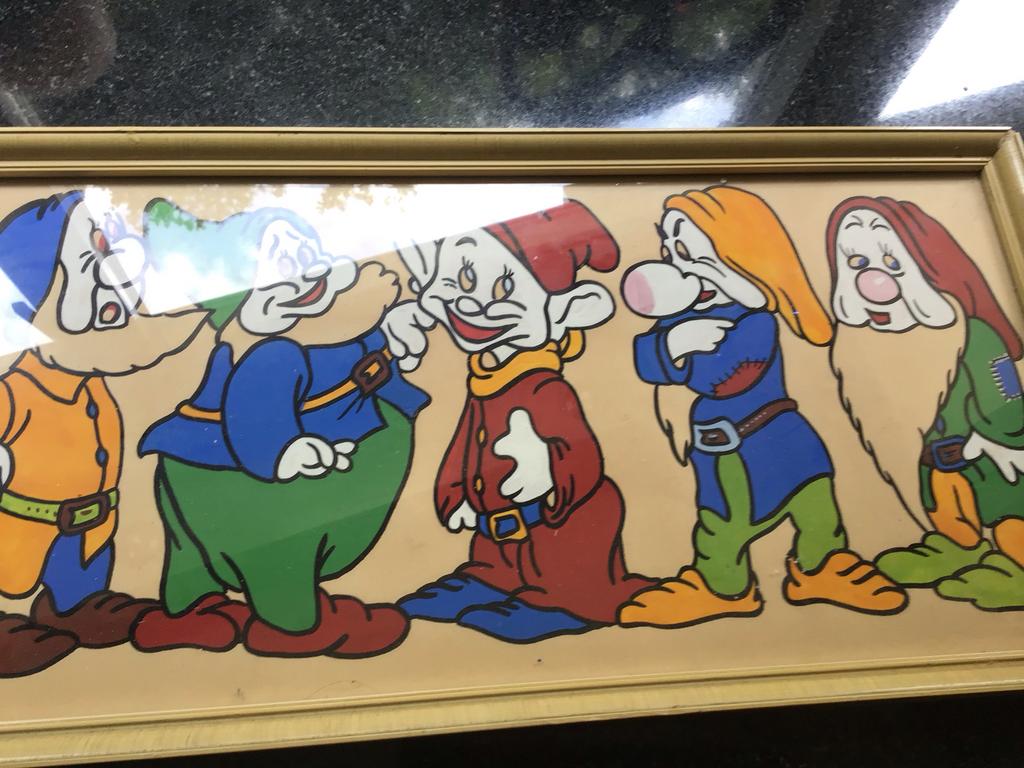 Oud vintage schilderijtje van de 7 dwergen, Ophalen of Verzenden, Gebruikt
