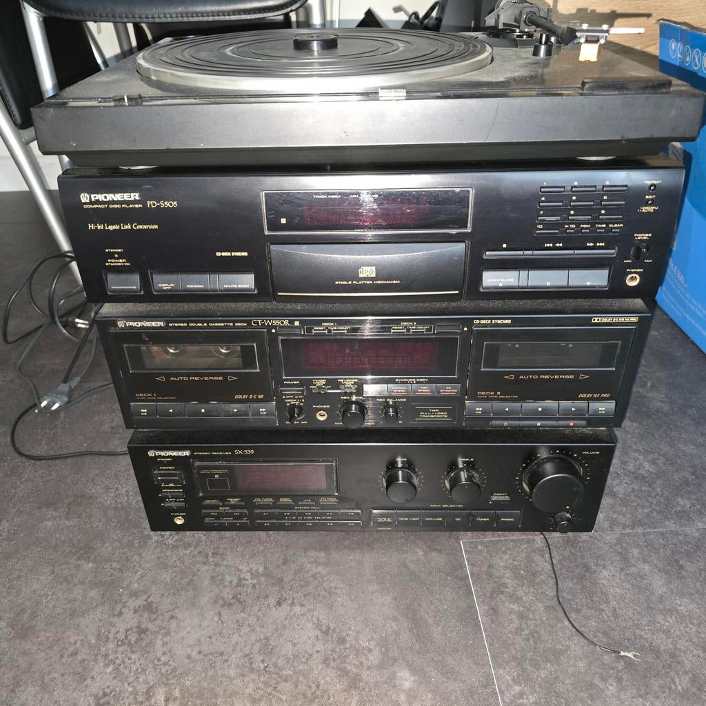 Pioneer stereo set met platenspeler, CD, dubbel cassettedeck, Ophalen, Gebruikt, Losse componenten, Pioneer