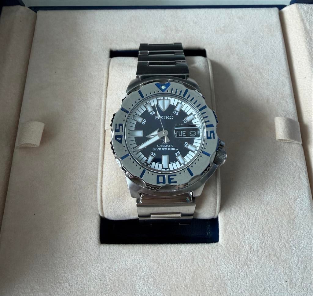Seiko Monster Royal Blue limited edition, Ophalen of Verzenden, Zo goed als nieuw, Blauw, IOS