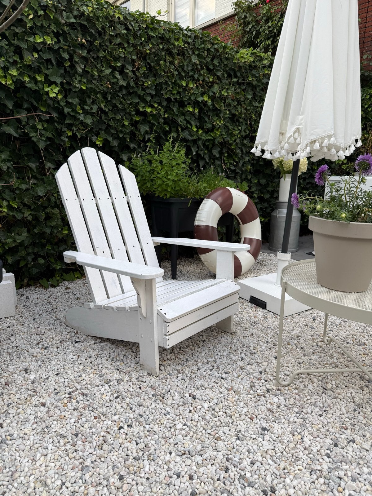 Tuinstoel wit hout, Ophalen, Gebruikt, Hout
