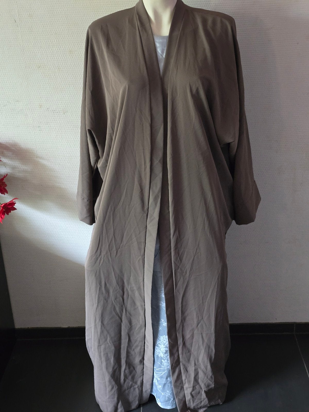 Dames Lange grijze kimono/abaya, maat 56/58, Maat 46/48 (XL) of groter, Ophalen of Verzenden, Grijs, Onbekend
