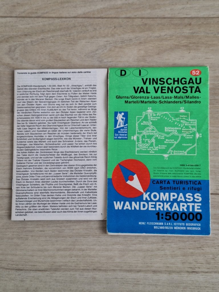Wandelkaart van Val Venosta (Vinschgau) in Noord-Italië., 2000 tot heden, Kompass, Italië, Ophalen of Verzenden