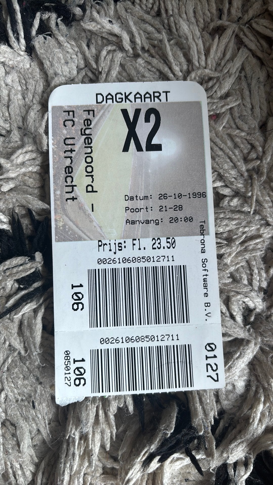 Oud stadionticket feyenoord  utrecht 1996, Verzenden, Zo goed als nieuw