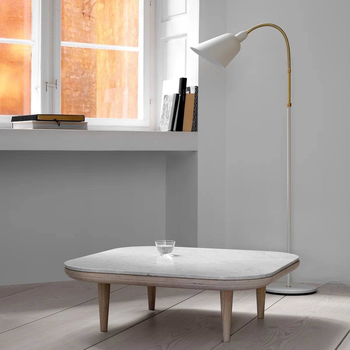 &Tradition Fly Salontafel - Eiken met Licht Marmeren Blad, Ophalen, 50 tot 100 cm, Zo goed als nieuw, 5 – 50