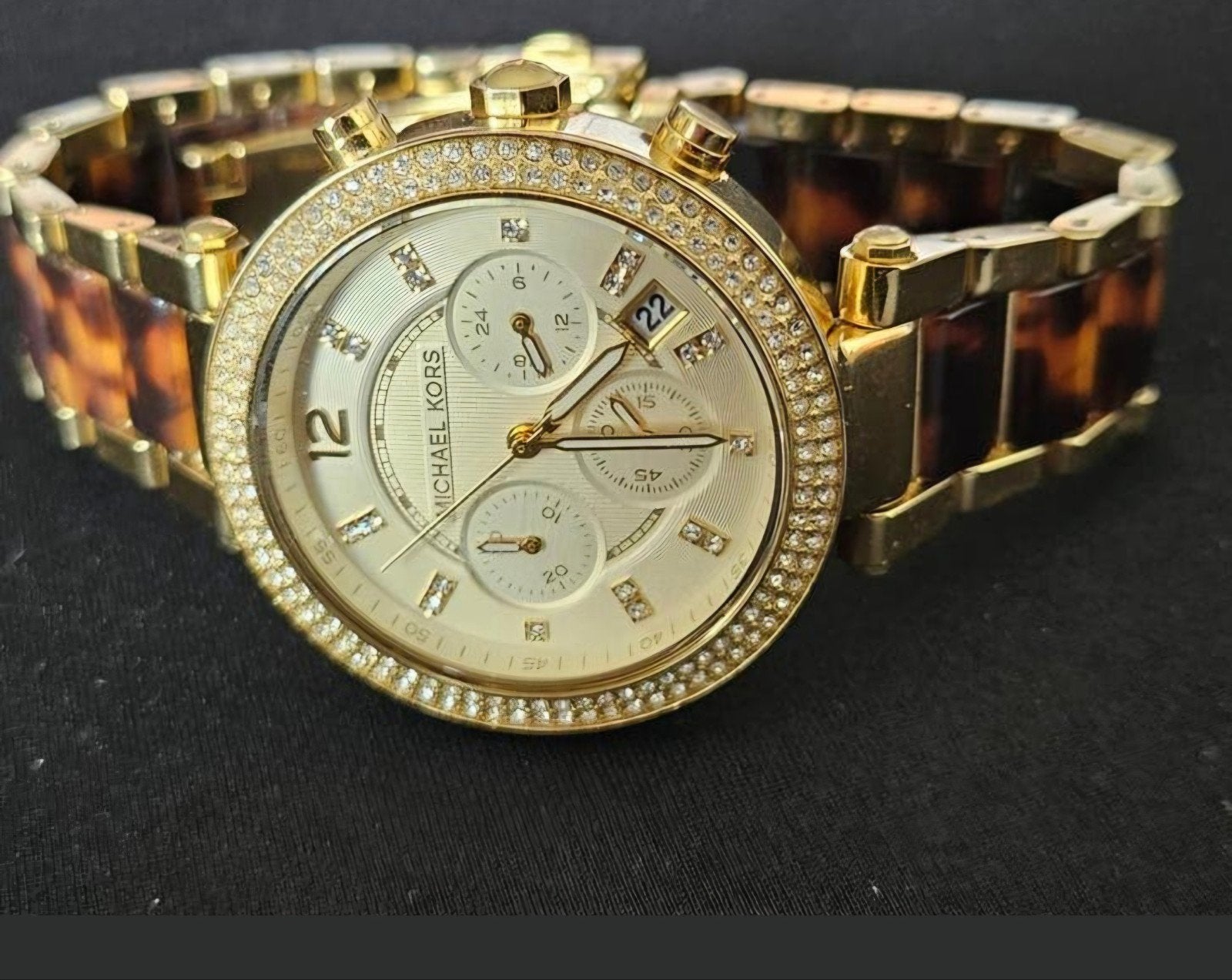 horloge Michael kors met steentjes goud, Overige merken, Ophalen of Verzenden, Zo goed als nieuw, Goud