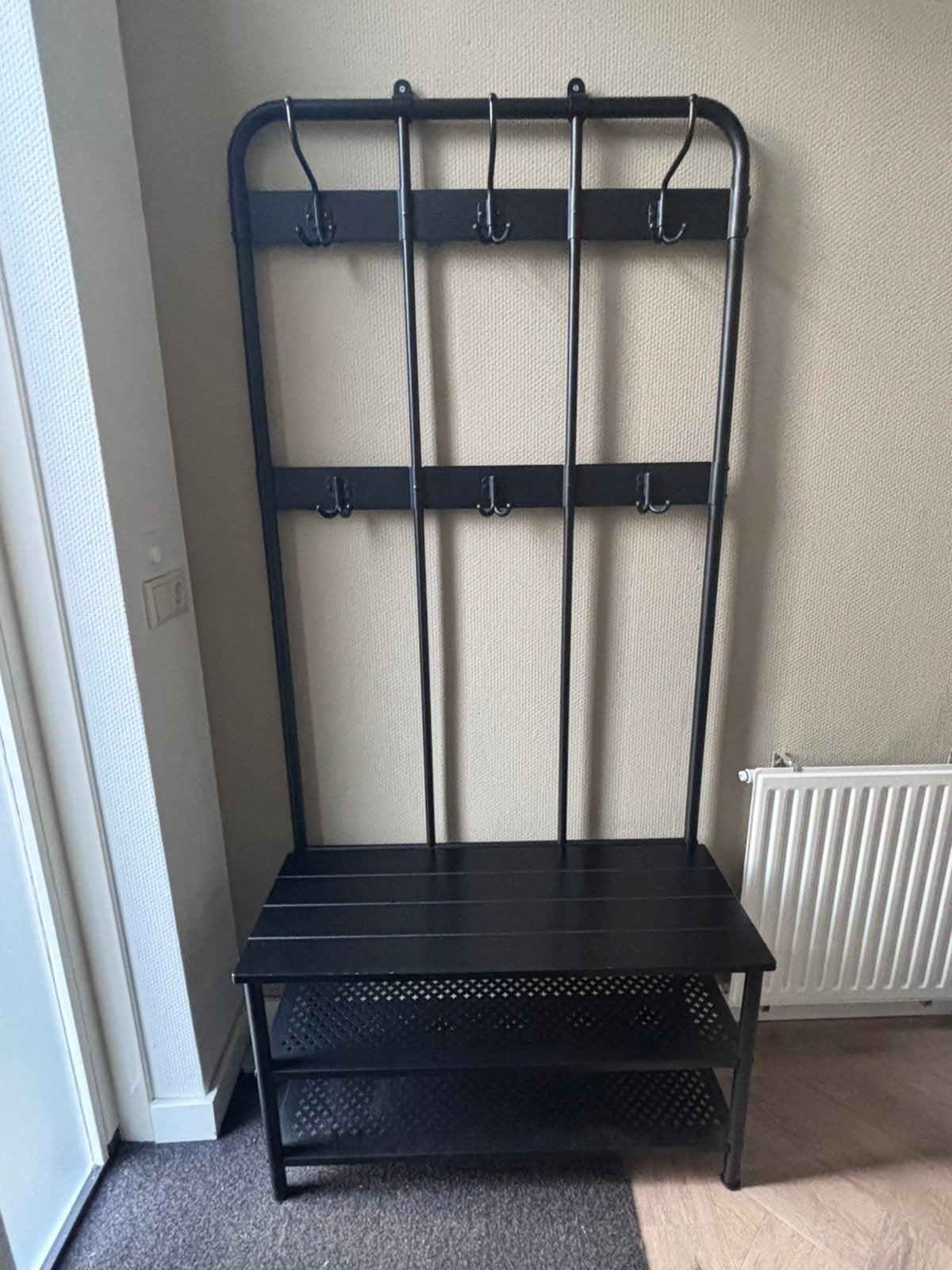Kapstok met schoenenrek, Huis en Inrichting, Woonaccessoires | Kapstokken, Ophalen, Gebruikt, Metaal, Staande kapstok