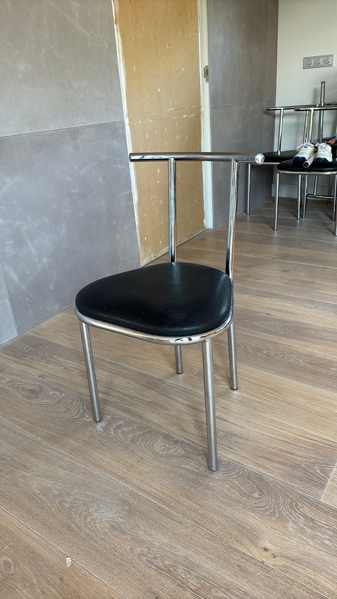 Vintage chromen buisframe stoel – Bauhaus / Gispen stijl, Ophalen of Verzenden, Zo goed als nieuw, Zwart, Eén