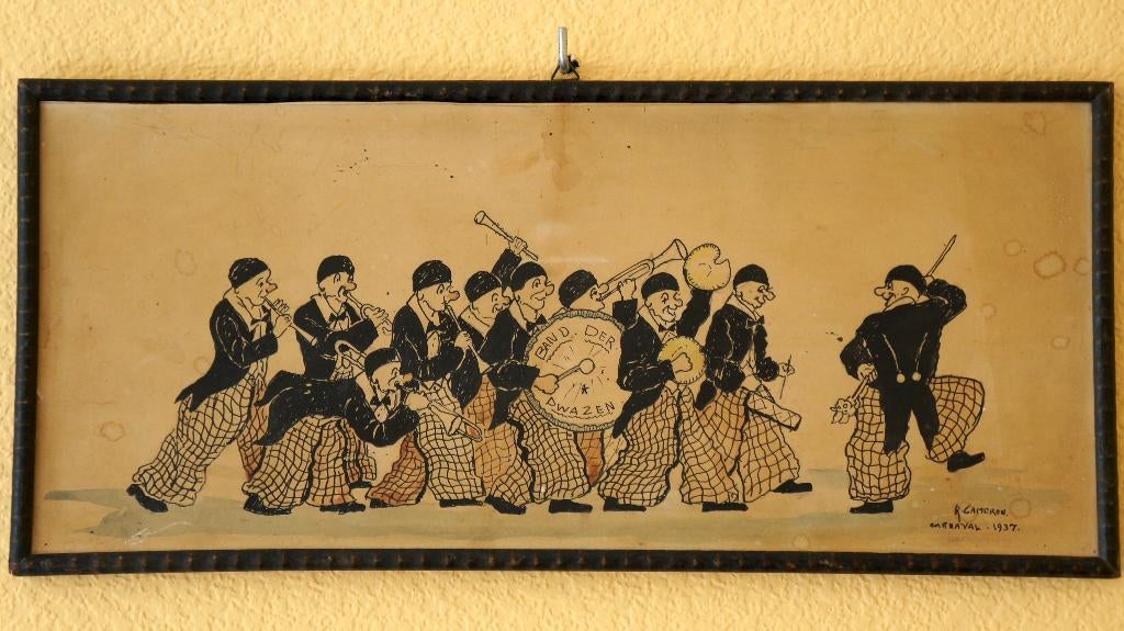 Tekening Band Der Dwazen. R. Camaron 1937., Antiek en Kunst, Ophalen