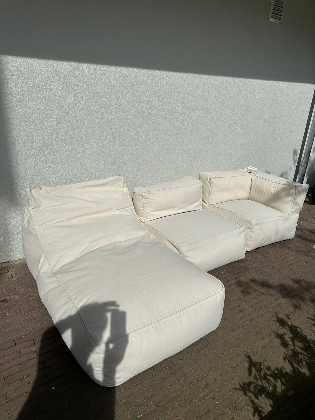 Lounge set 5 delig 3 wit en 2 grijs nieuw, Tuin en Terras, Ophalen, Nieuw, Overige materialen, Loungeset