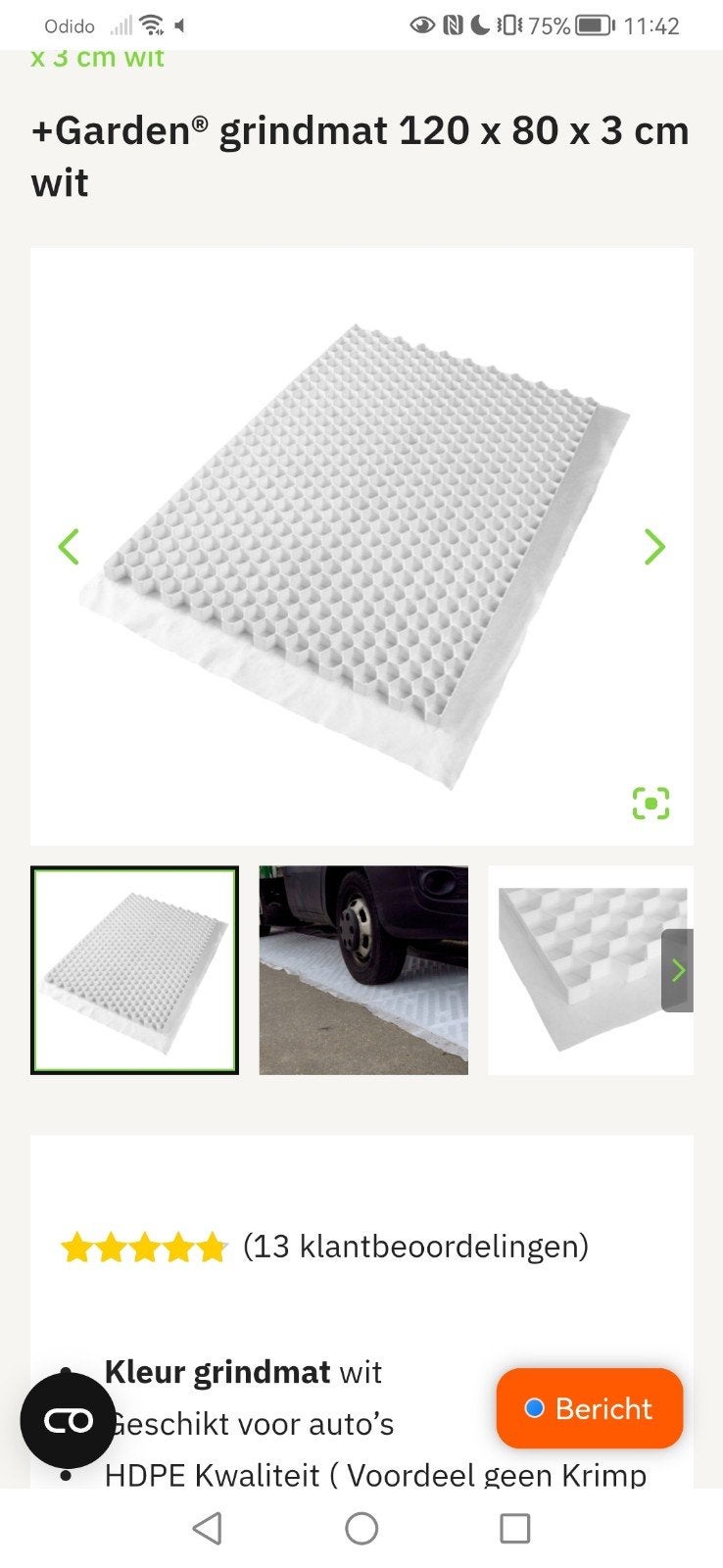 Grindmatten wit met worteldoek!, Ophalen of Verzenden, Nieuw