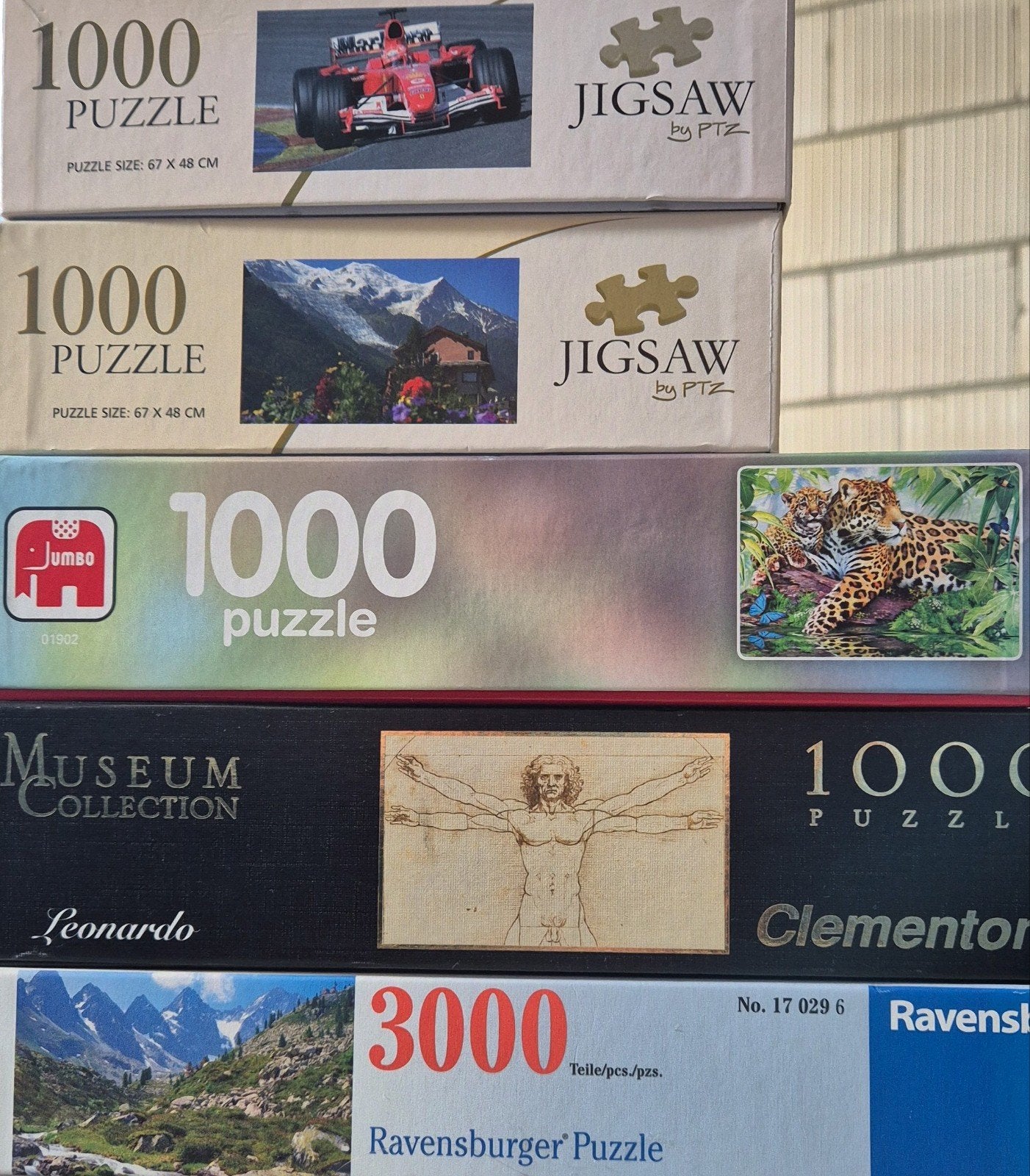 diverse puzzels 4x 1000 en 1x 3000, Ophalen of Verzenden, 500 t/m 1500 stukjes
