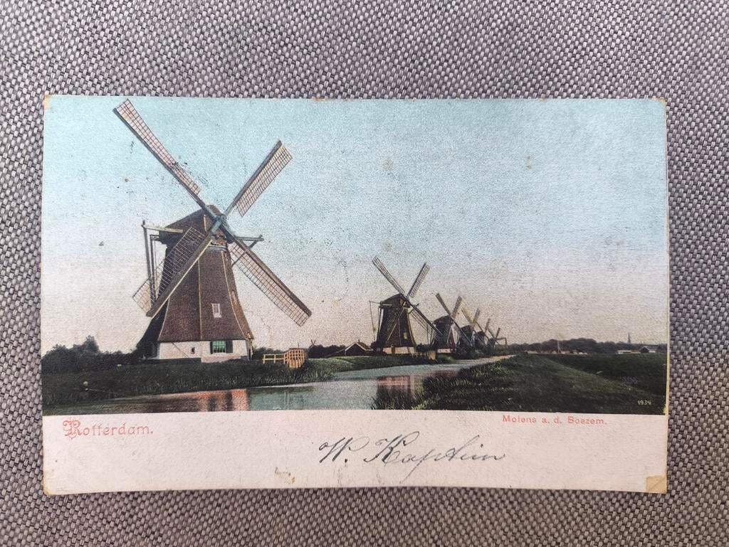 Briefkaart Rotterdam Molens aan de Boezem 1905, Verzamelen, Ansichtkaarten | Nederland, Ophalen of Verzenden, Voor 1920, Gelopen