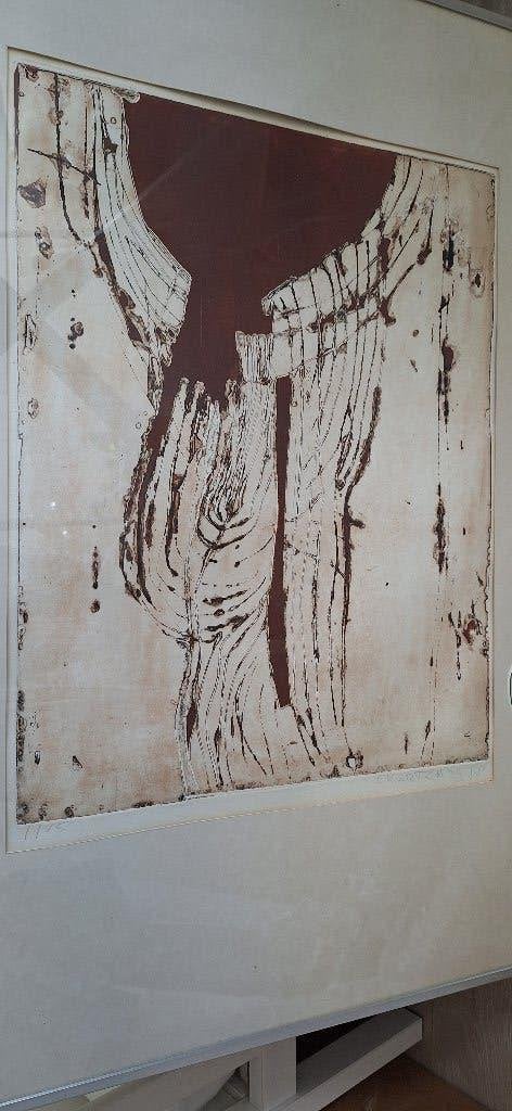 Cees Kortlang schilderij beweging '78, Antiek en Kunst, Kunst | Etsen en Gravures, Ophalen, 1950 - 1999, Overige technieken, Gesigneerd