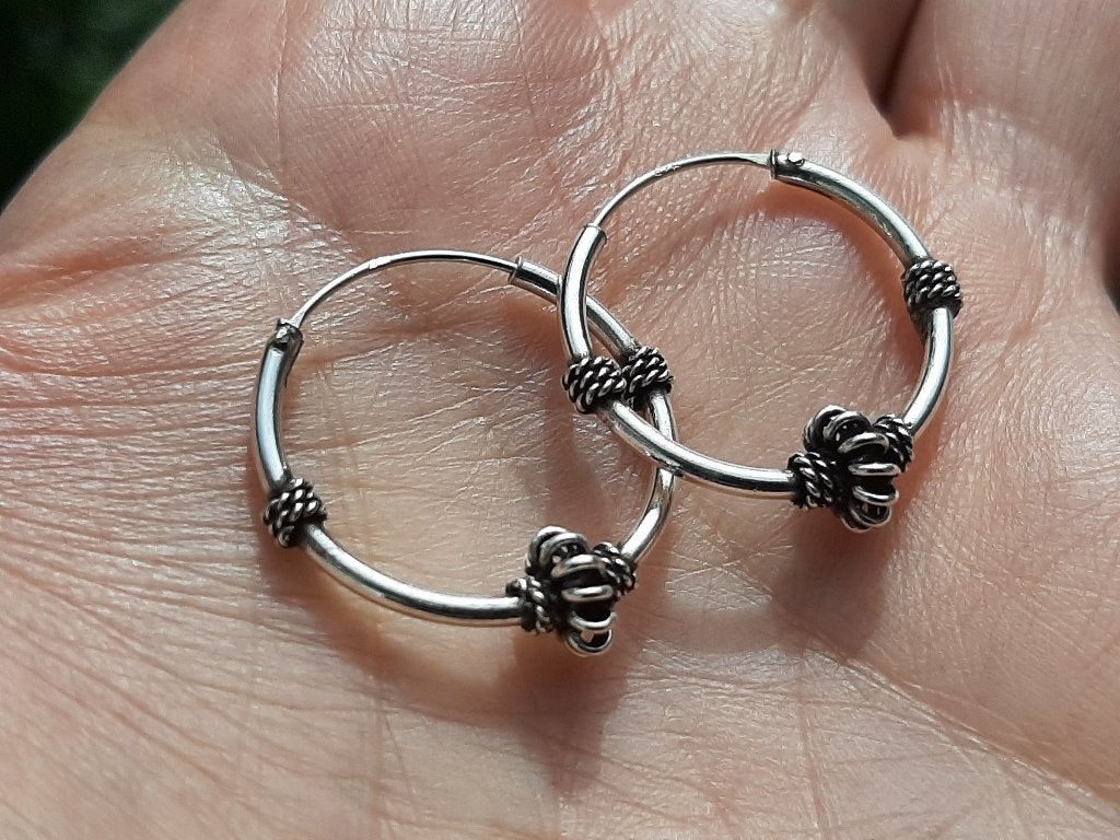 Vanoli - 925 zilver creolen oorbellen uit Bali hoops 2 cm, Hangers, Vanoli, Amsterdam, Nieuw