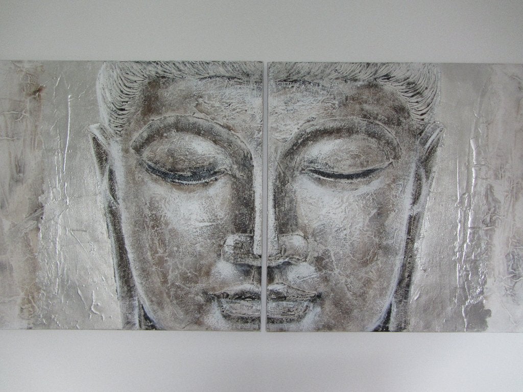 Schilderij buddha tweeluik, Ophalen, Overige stijlen, Doek, Overige technieken
