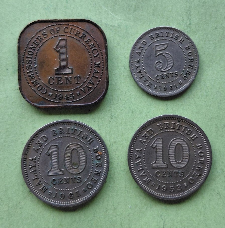 Malaya 1-5-10 cent, 1945-1961, Ophalen of Verzenden, Zuidoost-Azië, Setje