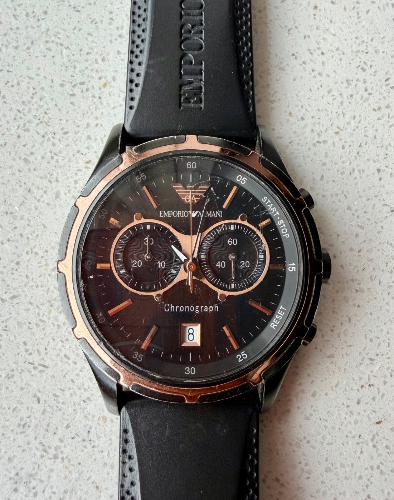 Emporio Armani Chronograaf Horloge, Ophalen of Verzenden, Staal, Polshorloge, Overige merken