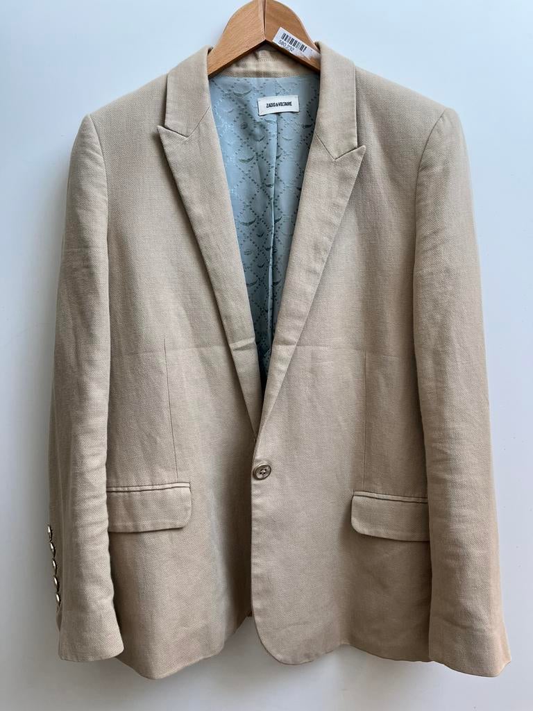Zadig & Voltaire prachtige beige blazer linnenmix L (als 38), Maat 38/40 (M), Beige, Ophalen of Verzenden, Zo goed als nieuw