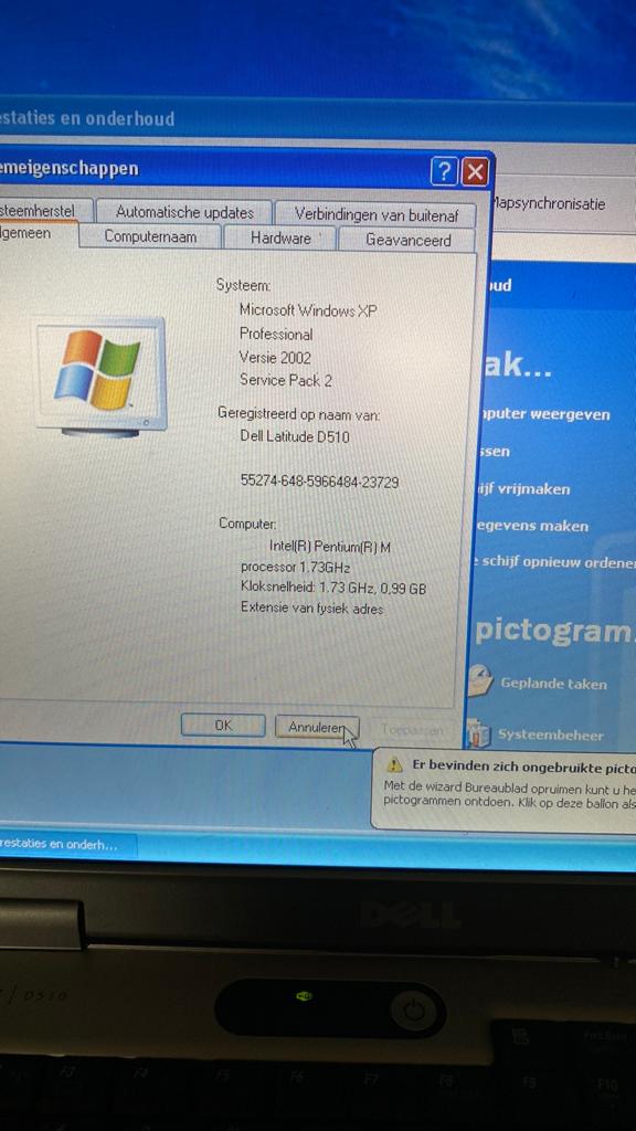 Dell Latitude D510 met Windows xp prof., HDD, Minder dan 4 GB, Qwerty, Minder dan 2 Ghz
